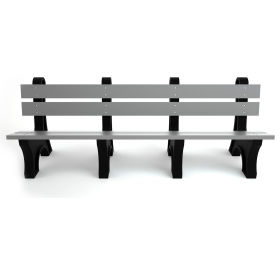 Frog Furnishings Colonial 8' Recycled Plastic Bench Gray Bench/Black Frame PB 8GRACOLE