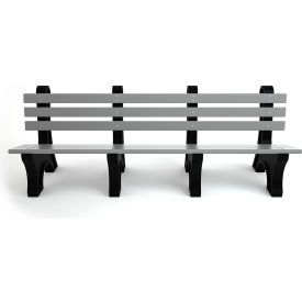 Frog Furnishings Comfort Park Avenue 8' Recycled Plastic Bench Gray Bench/Black Frame PB 8GRACPAE
