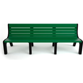 Frog Furnishings Newport 8' Recycled Plastic Bench with Back Green Bench/Black Frame PB 8GRENEW