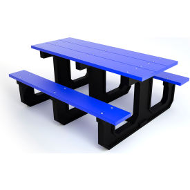Frog Furnishings Park Place 6' Recycled Plastic Picnic Table Blue PB 6BLUPARKP