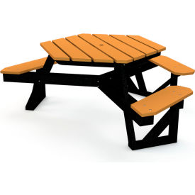 Frog Furnishings 6' Hexagon Recycled Plastic Table ADA Compliant Cedar/Black Frame PB 6HEXADACED