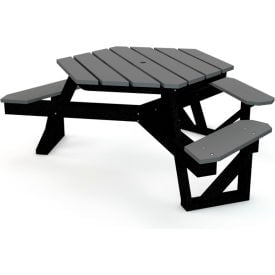 Frog Furnishings 6' Hexagon Recycled Plastic Table ADA Compliant Gray/Black Frame PB 6HEXADAGRA