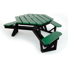 Frog Furnishings 6' Hexagon Recycled Plastic Picnic Table ADA Compliant Green PB 6HEXADAGRE