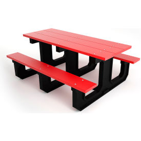 Frog Furnishings Park Place 6' Recycled Plastic Picnic Table Red PB 6REDPARKP