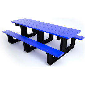 Frog Furnishings Park Place 8' Recycled Plastic Picnic Table Blue PB 8BLUPARKP