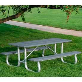Frog Furnishings 8' Picnic Table Recycled Plastic Gray PB 8GRAGFPIC