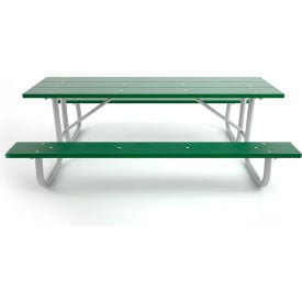 Frog Furnishings Galvanized Frame 8' Recycled Plastic Picnic Table Green PB 8GREGFPIC