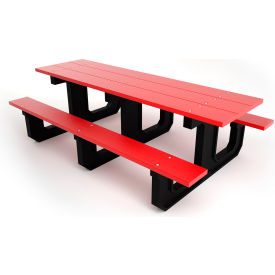 Frog Furnishings Park Place 8' Recycled Plastic Picnic Table Red PB 8REDPARKP