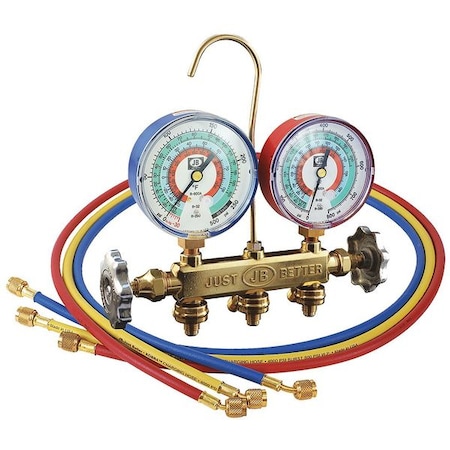 Manifold Gauge Kit, 3 ft L, 3 1/8 in Gauge MPN:22733
