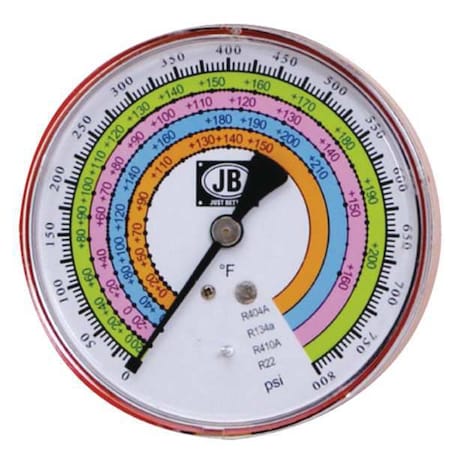 Gauge, 4 In Dia., High Side, Red, 800 psi MPN:M2-405