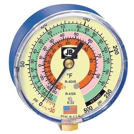 Gauge, 3-1/8 In Dia, Low Side, Blue, 500 psi MPN:M2-820