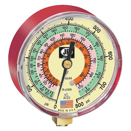 Gauge, 3-1/8 In Dia, High Side, Red, 800 psi MPN:M2-825