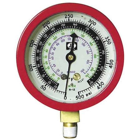 Gauge, 3-1/8 In Dia, High Side, Red, 500 psi MPN:M2-875