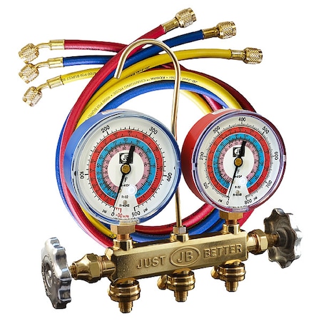 Manifold Gauge Kit, 5 ft L, 3 1/8 in Gauge MPN:22633