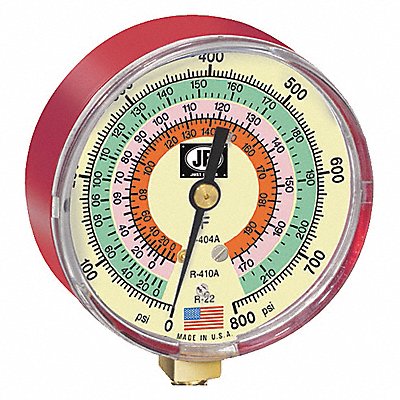 Gauge 3-1/8 In Dia High Side Red 800 psi MPN:M2-825