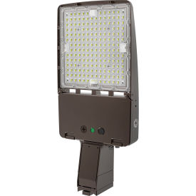 Commercial LED Flood Light 150W 3K-4K-5K 22500 Lumensw/ Straight Arm Mount & Photocell CLF14-150S-UNV-8SC1-T3-QD-BZ-BPC