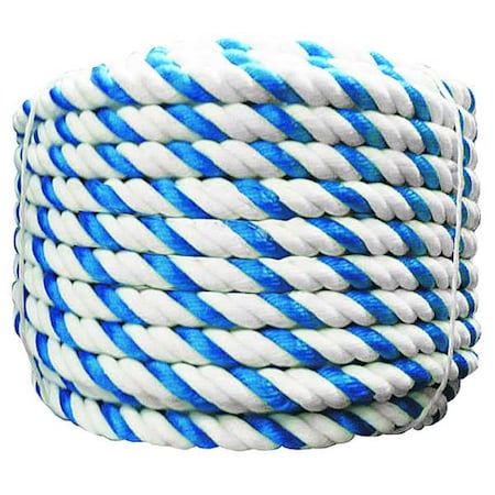 Rope, Plastic, Blue/White, 50 ft., 3/4