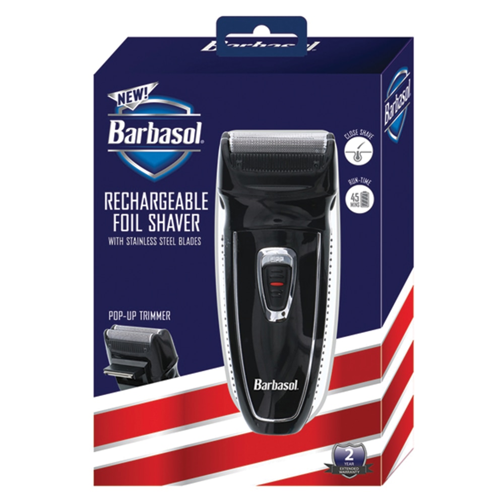 Barbasol Mens Rechargeable Foil Shaver With Pop-Up Trimmer, 9ft, Black MPN:CBF1-2001-BLK