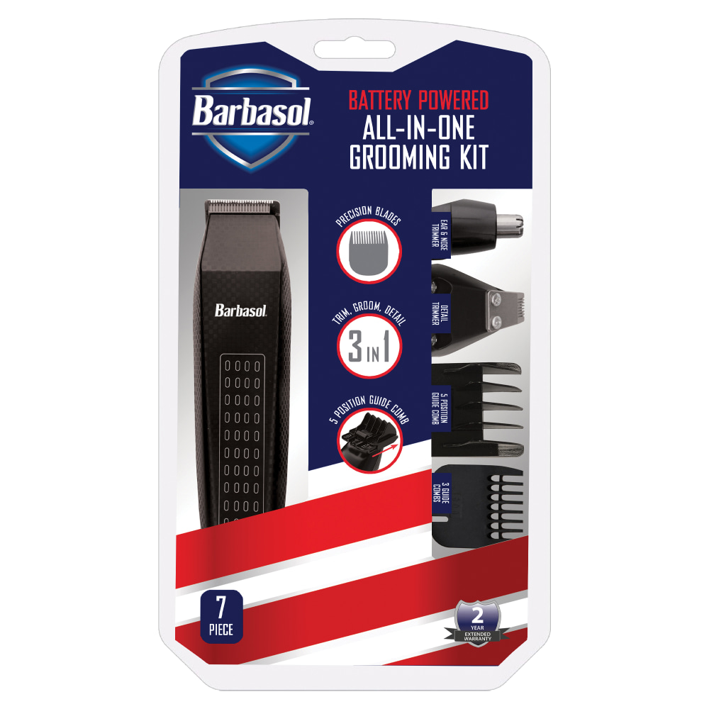 Barbasol Battery-Powered 7-Piece All-In-1 Grooming Set, Black MPN:CBT1-4500-BLK