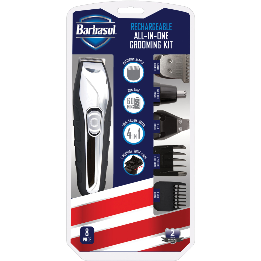 Barbasol Rechargeable 7-Piece All-In-1 Mens Grooming Kit, Black MPN:CBT1-5500-CHM