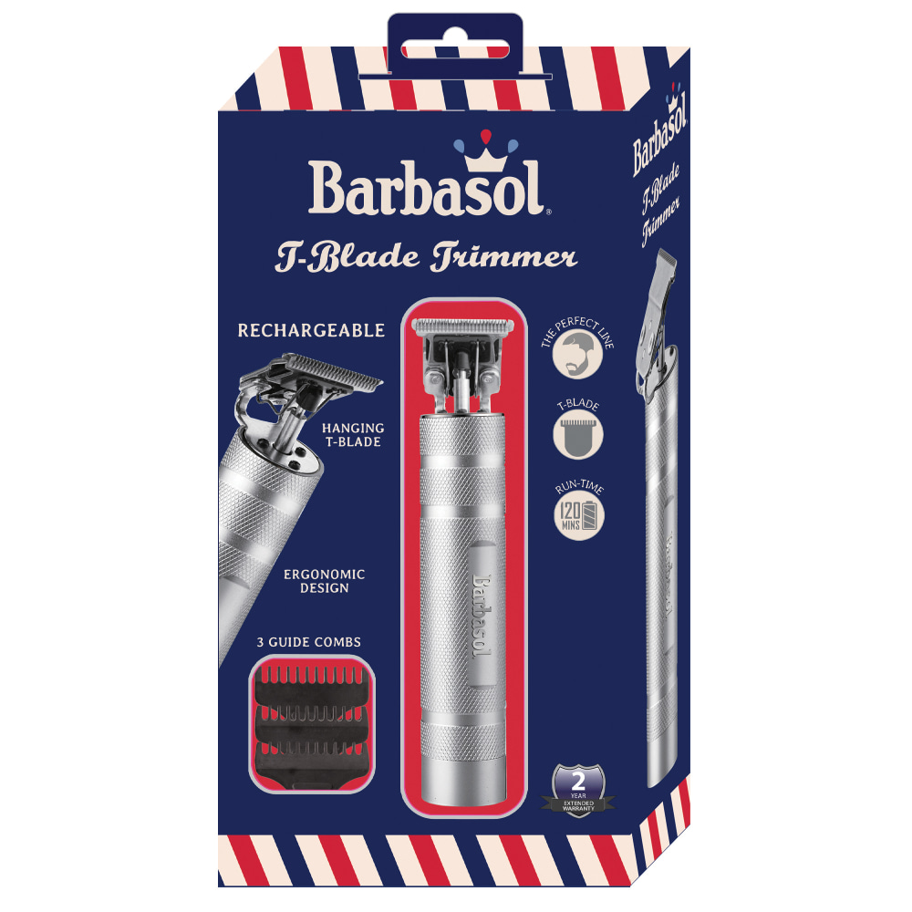 Barbasol Rechargeable Zero-Gapped T-Blade Trimmer, Silver MPN:CBT1-6002-SLV