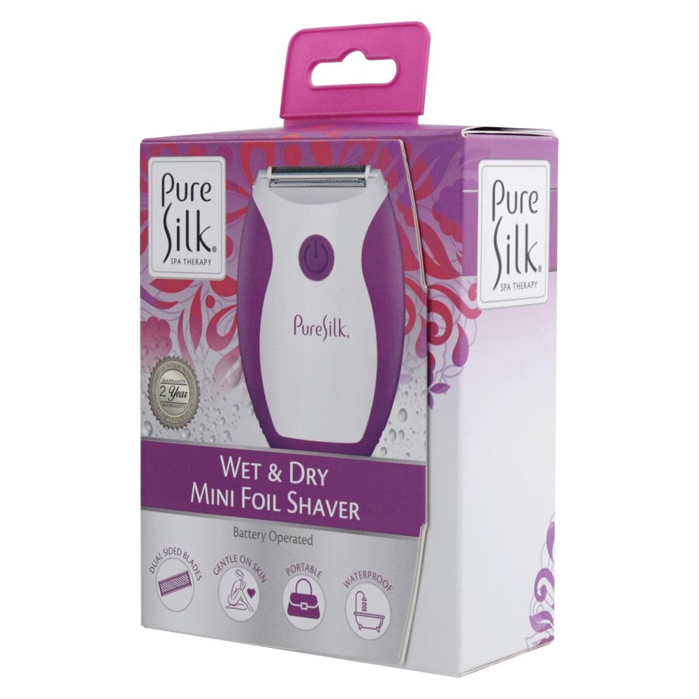 PURE SILK Wet And Dry Mini Foil Shaver, 4in x 1/8in x 1in, Pink/White MPN:CPF1-6002-PUR