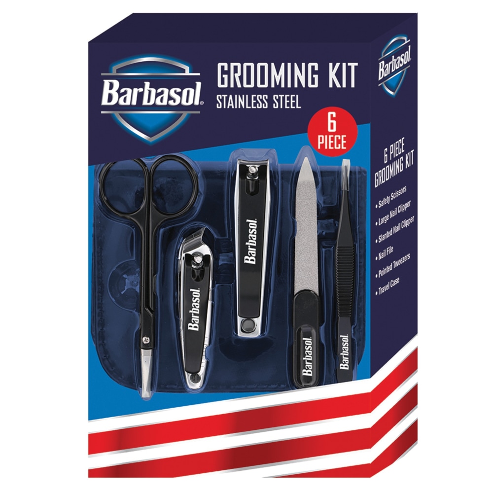 Barbasol 6-Piece Stainless Steel Nail Grooming Kit, Black MPN:CBG1-1001-BLK
