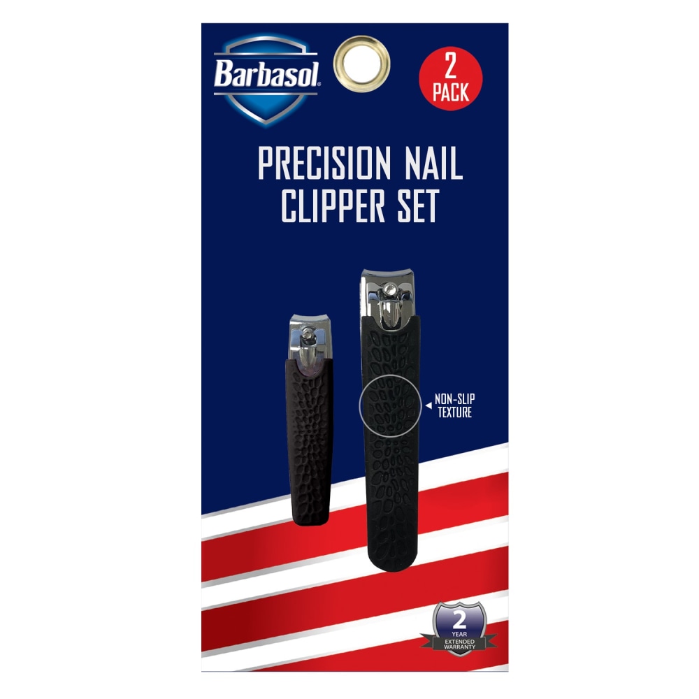Barbasol Non-Slip Textured Plastic Nail Clippers, Black, Set Of 2 Clippers MPN:CBG1-1004-TRP