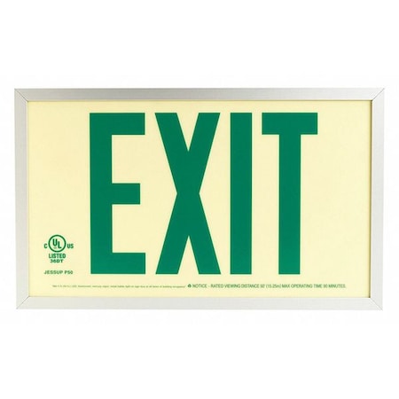 Exit, P50, Green Single w/Aluminum Frame MPN:7220-SAF-B