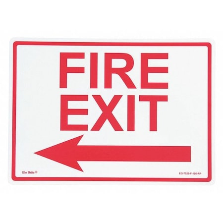 Fire Exit Left Arrow, Red On PL, 14