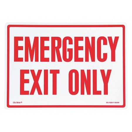 Emergency Exit Only, Red On PL, 14
