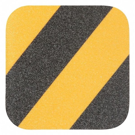 Commercial Grade Anti Slip Grit Tread Aluminum Oxide, Adhesive: Acrylic Black/Yellow, 5-1/2