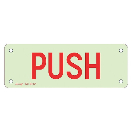 Safety Sign, Plastic, 7 in W, 2 1/2 in H, PUSH, White MPN:GRAN14197