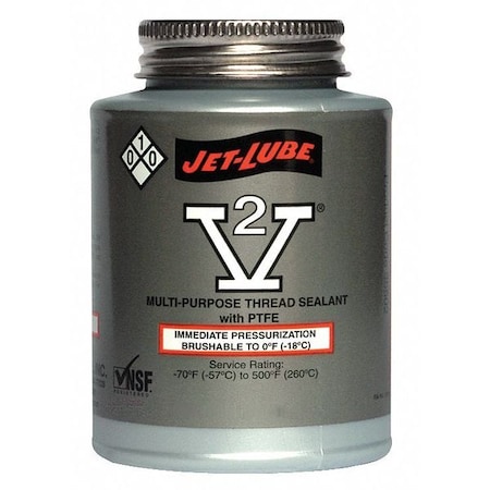 Pipe Thread Sealant 8 fl oz, Brush-Top Can, V-2, Off-White, Semi-Solid MPN:35502