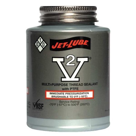Pipe Thread Sealant 16 fl oz, Brush-Top Can, V-2, Off-White, Semi-Solid MPN:35504