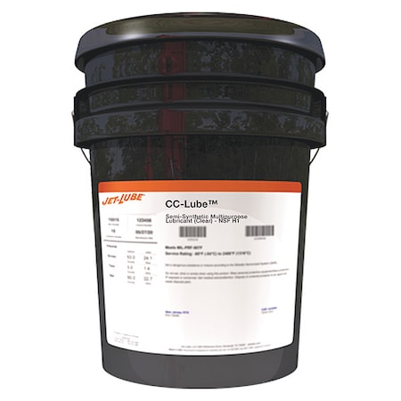 Multipurpose Lubricant, 5 gal, Pail, Semi-Synthetic Oil Base, 400 Degrees F Max Op Temp, Colorless MPN:70516