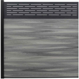 Lattice Top 6'W x 6'H Oxford Grey Aluminum/Composite Horizontal Fence-Adder Section-IN GROUND EF LG1206
