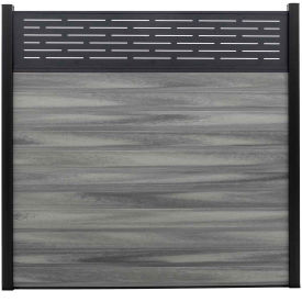 Lattice Top 6'W x 6'H Oxford Grey Aluminum/Composite Horizontal Fence Starter Section- IN GROUND EF LG2206