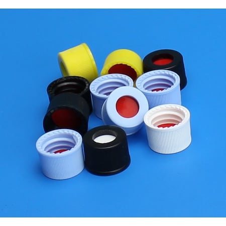Black Open Top Preassembled Cap, PTFE/Red Rubber Septa, 0.040, PK100 MPN:804040-10