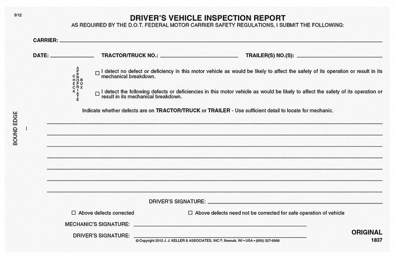 Simplified Vehicle Inspection Report MPN:1837