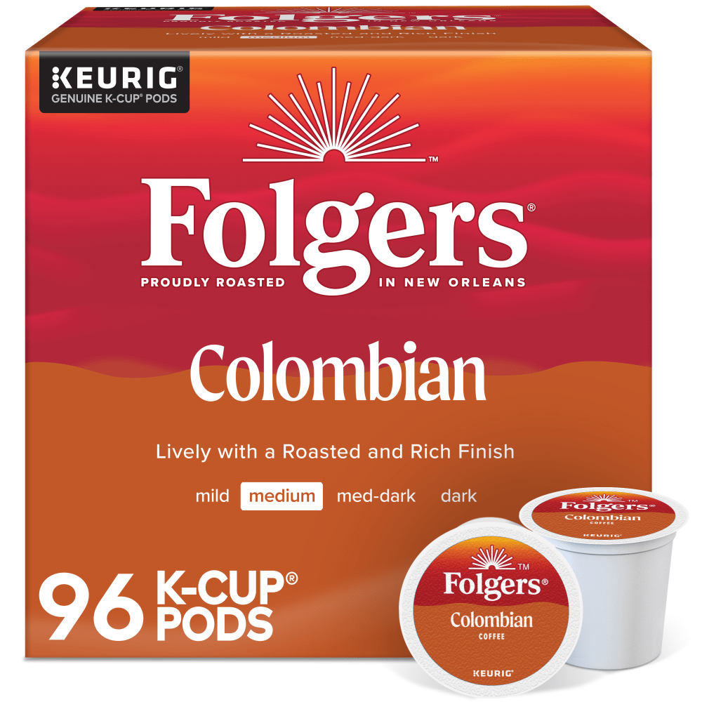 Folgers Colombian Coffee Keurig Single Serve K-Cup Pods, Medium-Dark Roast, 24 Pods Per Pack, Case Of 4 Packs MPN:5000363990