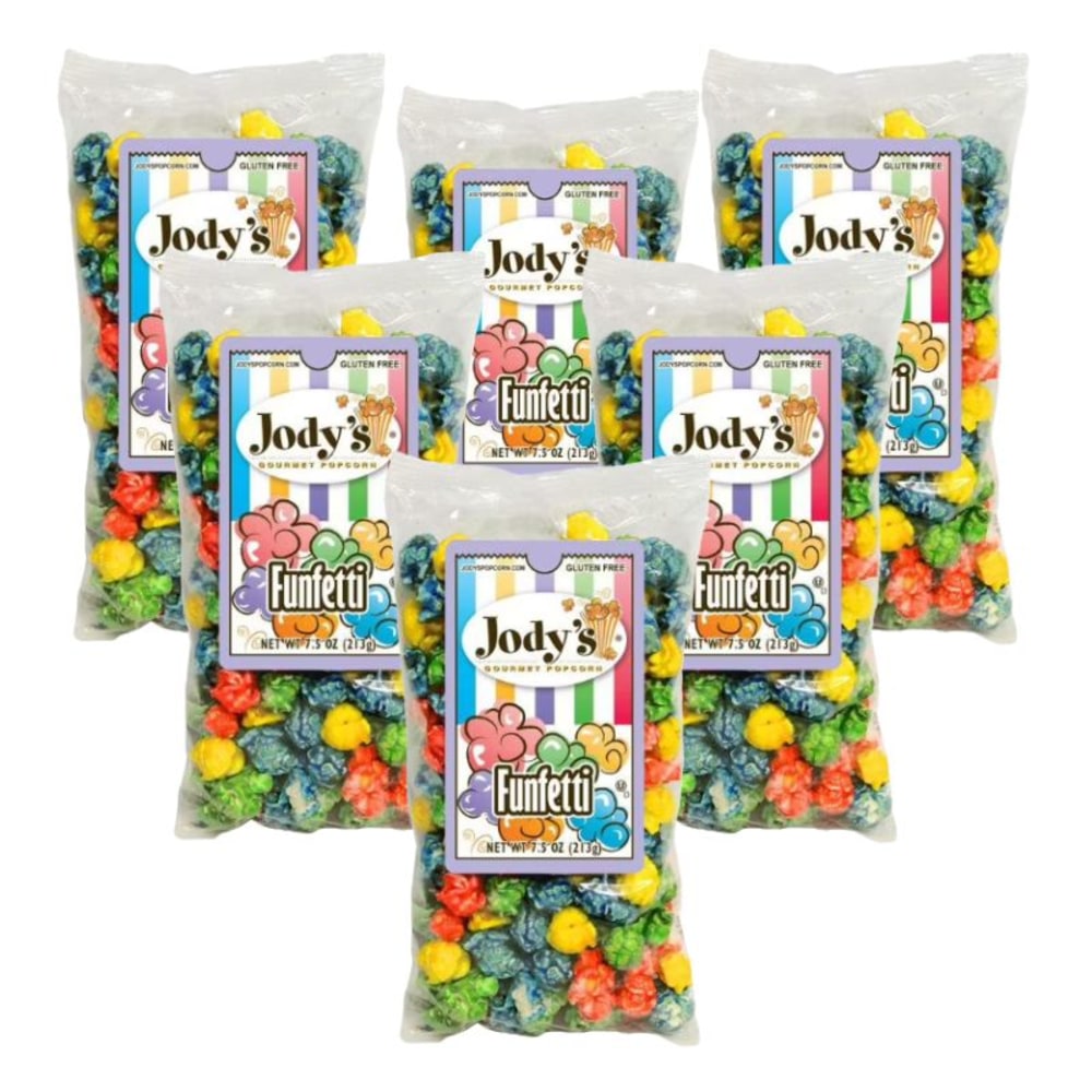 Jodys Popcorn Funfetti Popcorn, 7.5 Oz, Pack Of 6 Bags MPN:FUNFETTI-BOX-6