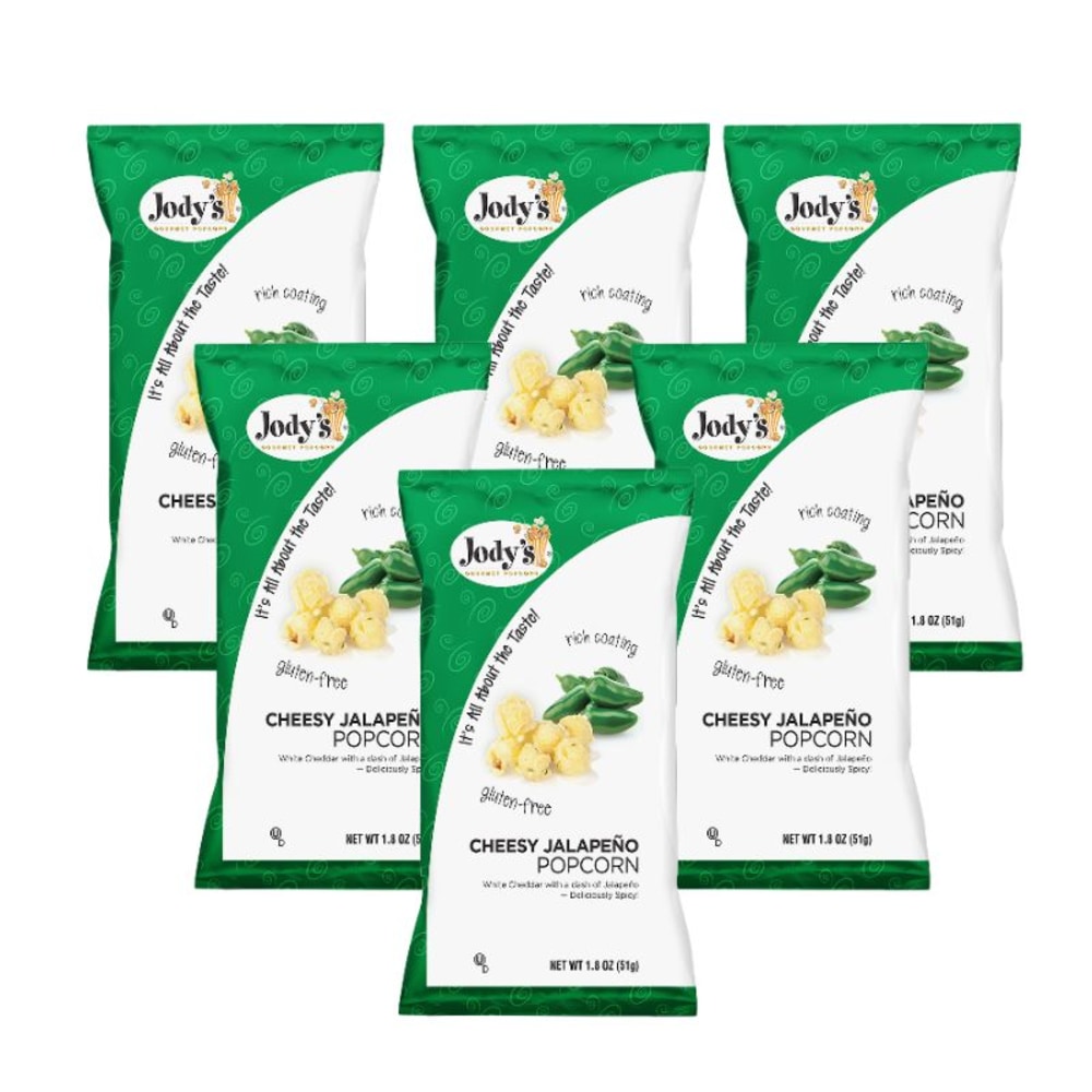 Jodys Popcorn Cheesy Jalapeno Popcorn, 1.8 Oz, Pack Of 6 Bags MPN:JALAPENO-BOX-6