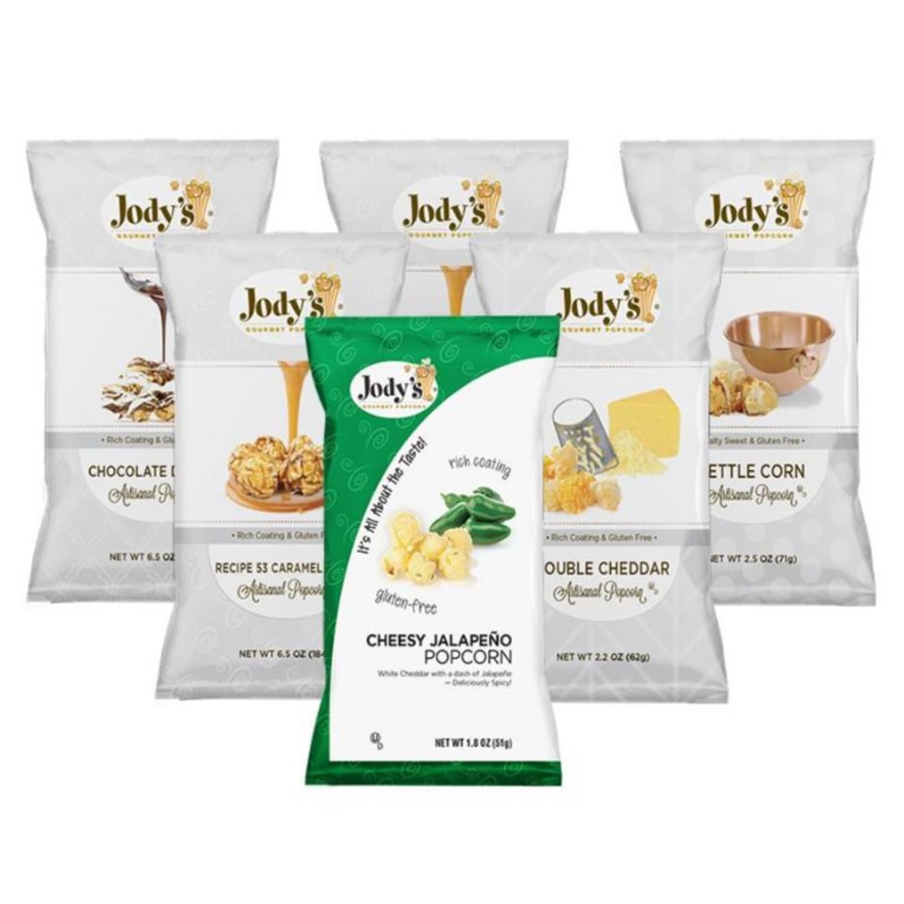 Jodys Popcorn Sampler Popcorn, 2.2 Oz, Pack Of 6 Bags MPN:SAMPLER-BOX-6