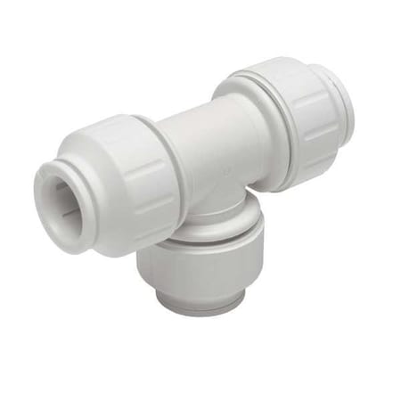 Push-Fit Tee Fitting, 3/4 in Tube Size, Plastic, White MPN:PEI0228