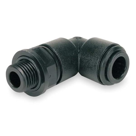 Push-Fit Elbow Fitting, 13/32 in Tube Size, Acetal, Black, 10 PK MPN:PM091014E-PK10