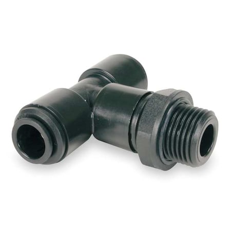 Push-Fit Tee Fitting, 1/4 in Tube Size, Acetal, Black, 10 PK MPN:PM100611E-PK10
