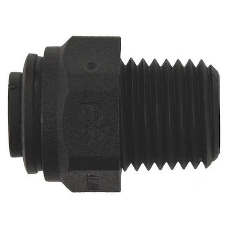 Push-Fit Adapter Fitting, 1/4 in Tube Size, Polypropylene, Black, 10 PK MPN:PP010822E