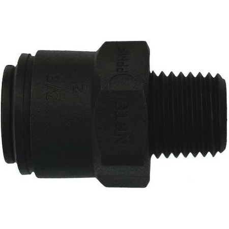 Push-Fit Adapter Fitting, 3/8 in Tube Size, Polypropylene, Black, 10 PK MPN:PP011222E