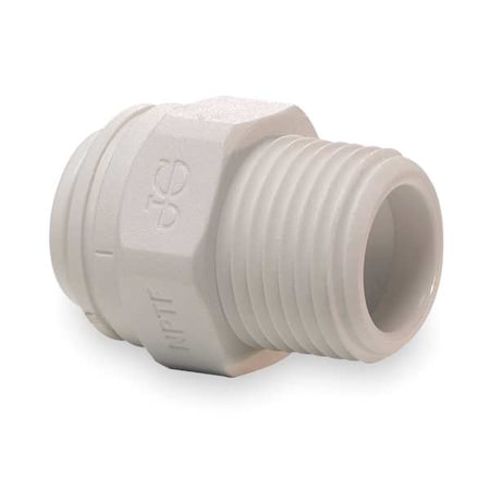 Push-Fit Adapter Fitting, 3/8 in Tube Size, Polypropylene, White, 10 PK MPN:PP011224W-PK10